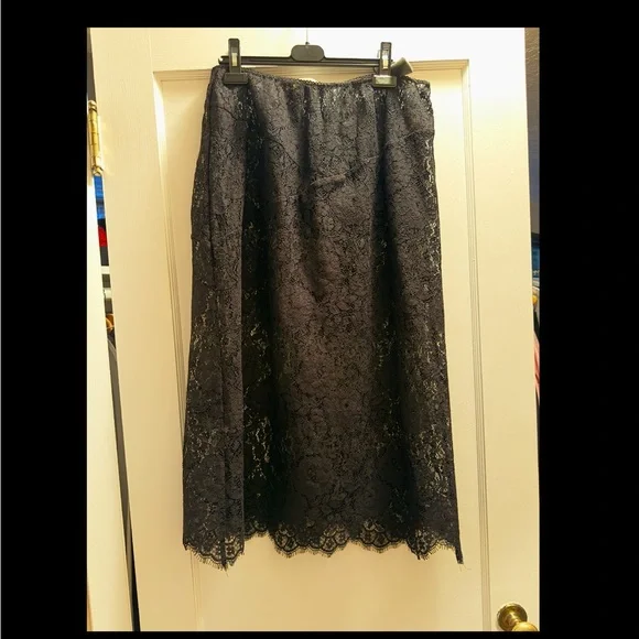 Doen Black Lace A-Line Skirt - Picture 1 of 8